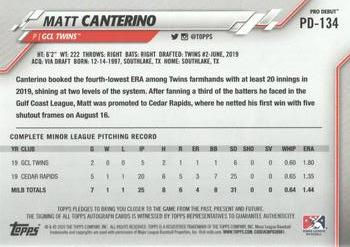 2020 Topps Pro Debut - Autographs #PD-134 Matt Canterino Back