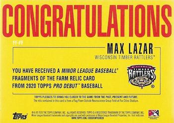 2020 Topps Pro Debut - Fragments of the Farm Relics #FF-FF Max Lazar Back