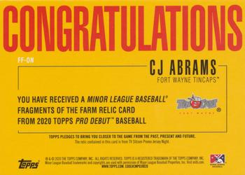 2020 Topps Pro Debut - Fragments of the Farm Relics #FF-ON CJ Abrams Back