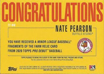 2020 Topps Pro Debut - Fragments of the Farm Relics Green #FF-BW Nate Pearson Back