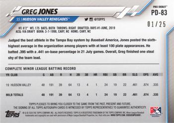 2020 Topps Pro Debut - Autographs Orange #PD-83 Greg Jones Back