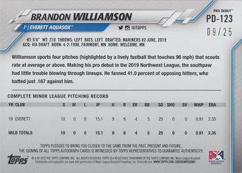 2020 Topps Pro Debut - Autographs Orange #PD-123 Brandon Williamson Back