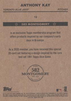 2019-20 Topps 582 Montgomery Club Set 4 #19 Anthony Kay Back