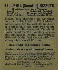 1948-49 Leaf (Reprint) #11 Phil Rizzuto Back