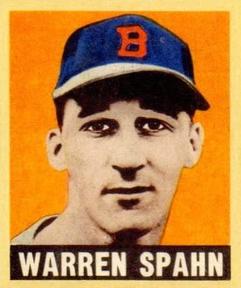 1948-49 Leaf Reprint #32 Warren Spahn Front