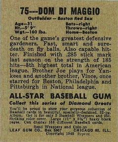 1948-49 Leaf (Reprint) #75 Dom DiMaggio Back