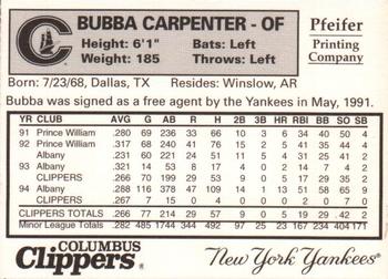 1995 Columbus Clippers Souvenir Program and Yearbook #NNO Bubba Carpenter Back