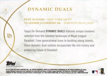 2020 Topps On-Demand Set 9: Dynamic Duals #4 Pete Alonso / Vladimir Guerrero Jr Back
