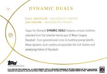 2020 Topps On-Demand Set 9: Dynamic Duals #18 Jim Thome / Paul Molitor Back