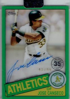 2020 Topps Clearly Authentic - 1985 Topps Baseball Autographs Green #TBA-JCA Jose Canseco Front
