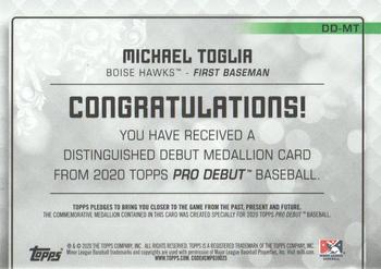2020 Topps Pro Debut - Distinguished Debut Medallions #DD-MT Michael Toglia Back