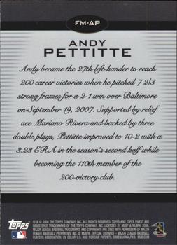 2008 Finest - Finest Moments #FM-AP Andy Pettitte Back