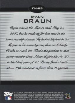 2008 Finest - Finest Moments #FM-RB Ryan Braun Back