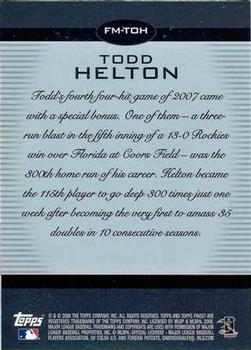 2008 Finest - Finest Moments #FM-TOH Todd Helton Back