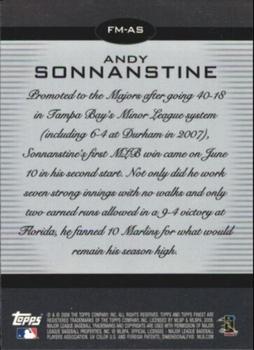 2008 Finest - Finest Moments Refractors #FM-AS Andy Sonnanstine Back