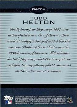 2008 Finest - Finest Moments Refractors #FM-TOH Todd Helton Back
