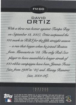 2008 Finest - Finest Moments Refractors Blue #FM-DO David Ortiz Back