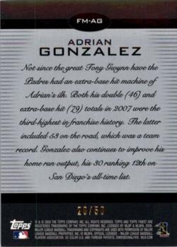 2008 Finest - Finest Moments Refractors Gold #FM-AG Adrian Gonzalez Back