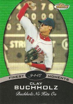 2008 Finest - Finest Moments Refractors Green #FM-CB Clay Buchholz Front