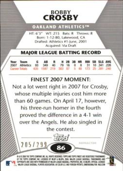 2008 Finest - Refractors Blue #86 Bobby Crosby Back