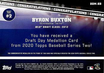 2020 Topps - Draft Day Medallions #DDM-BB Byron Buxton Back
