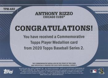 2020 Topps - Topps Player Medallions #TPM-ARZ Anthony Rizzo Back