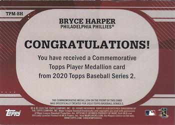 2020 Topps - Topps Player Medallions #TPM-BH Bryce Harper Back