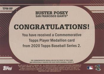 2020 Topps - Topps Player Medallions #TPM-BP Buster Posey Back