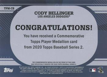 2020 Topps - Topps Player Medallions #TPM-CB Cody Bellinger Back