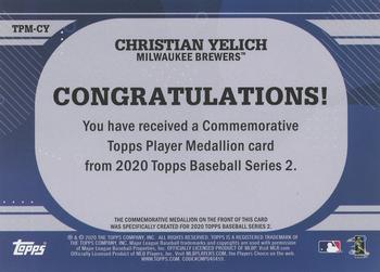 2020 Topps - Topps Player Medallions #TPM-CY Christian Yelich Back