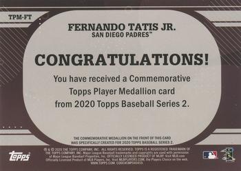2020 Topps - Topps Player Medallions #TPM-FT Fernando Tatis Jr. Back