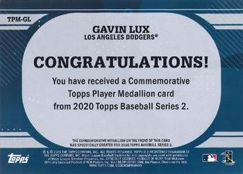 2020 Topps - Topps Player Medallions #TPM-GL Gavin Lux Back