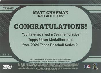 2020 Topps - Topps Player Medallions #TPM-MC Matt Chapman Back