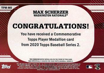 2020 Topps - Topps Player Medallions #TPM-MS Max Scherzer Back
