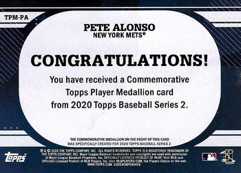 2020 Topps - Topps Player Medallions #TPM-PA Pete Alonso Back