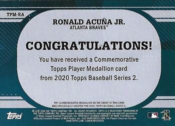 2020 Topps - Topps Player Medallions #TPM-RA Ronald Acuña Jr. Back