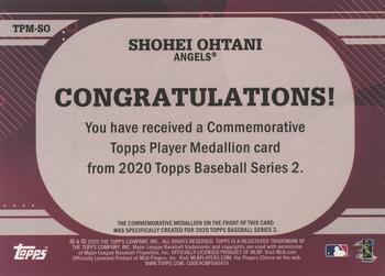 2020 Topps - Topps Player Medallions #TPM-SO Shohei Ohtani Back