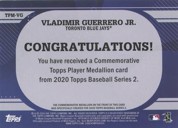 2020 Topps - Topps Player Medallions #TPM-VG Vladimir Guerrero Jr. Back
