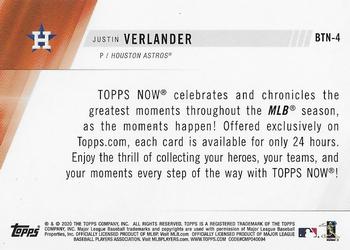 2020 Topps - Best of Topps Now #BTN-4 Justin Verlander Back