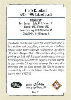 2020 Dreams Fulfilled Negro Leagues Legends #5 Frank Leland Back