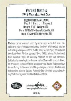 2020 Dreams Fulfilled Negro Leagues Legends #36 Verdell Mathis Back