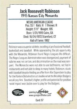 2020 Dreams Fulfilled Negro Leagues Legends #57 Jackie Robinson Back