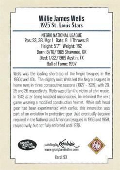 2020 Dreams Fulfilled Negro Leagues Legends #93 Willie Wells Back