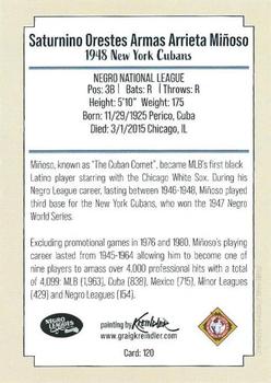 2020 Dreams Fulfilled Negro Leagues Legends #120 Minnie Minoso Back
