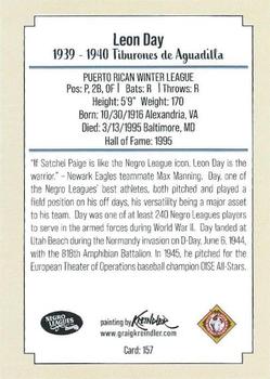 2020 Dreams Fulfilled Negro Leagues Legends #157 Leon Day Back
