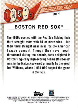 2020 Topps - Decades' Best (Series Two) #DB-4 Boston Red Sox Back