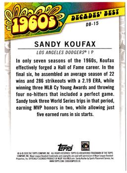 2020 Topps - Decades' Best (Series Two) #DB-15 Sandy Koufax Back