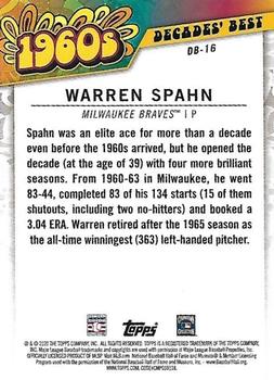 2020 Topps - Decades' Best (Series Two) #DB-16 Warren Spahn Back
