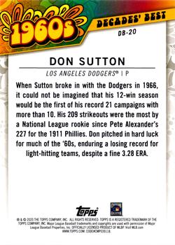 2020 Topps - Decades' Best (Series Two) #DB-20 Don Sutton Back