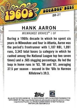 2020 Topps - Decades' Best (Series Two) #DB-21 Hank Aaron Back